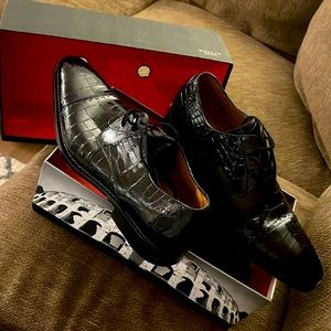 Mezlan Platinum Cotto black alligator leather dress shoes